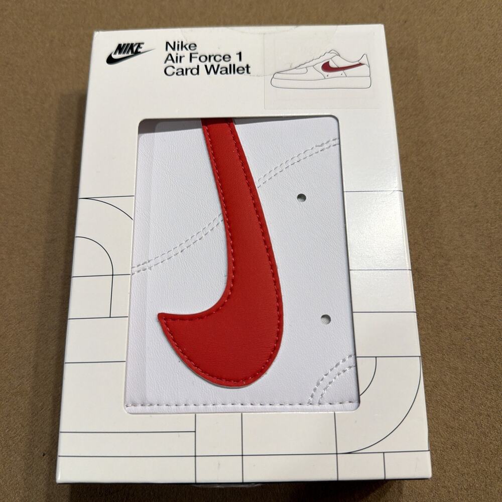 Nike Unisex Icon Air Force 1 Card Wallet Two Sleeves And One Slot White/red
